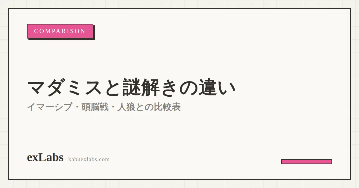 マダミスと謎解きの違いとは?イマーシブ・頭脳戦・人狼との比較表と選び方