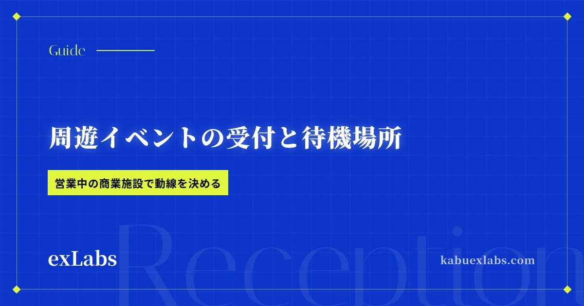 営業中の商業施設で、周遊イベントの受付と待機場所をどう決めるか
