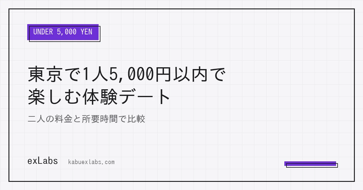 東京で1人5,000円以内の体験デート｜二人の料金と時間で比較